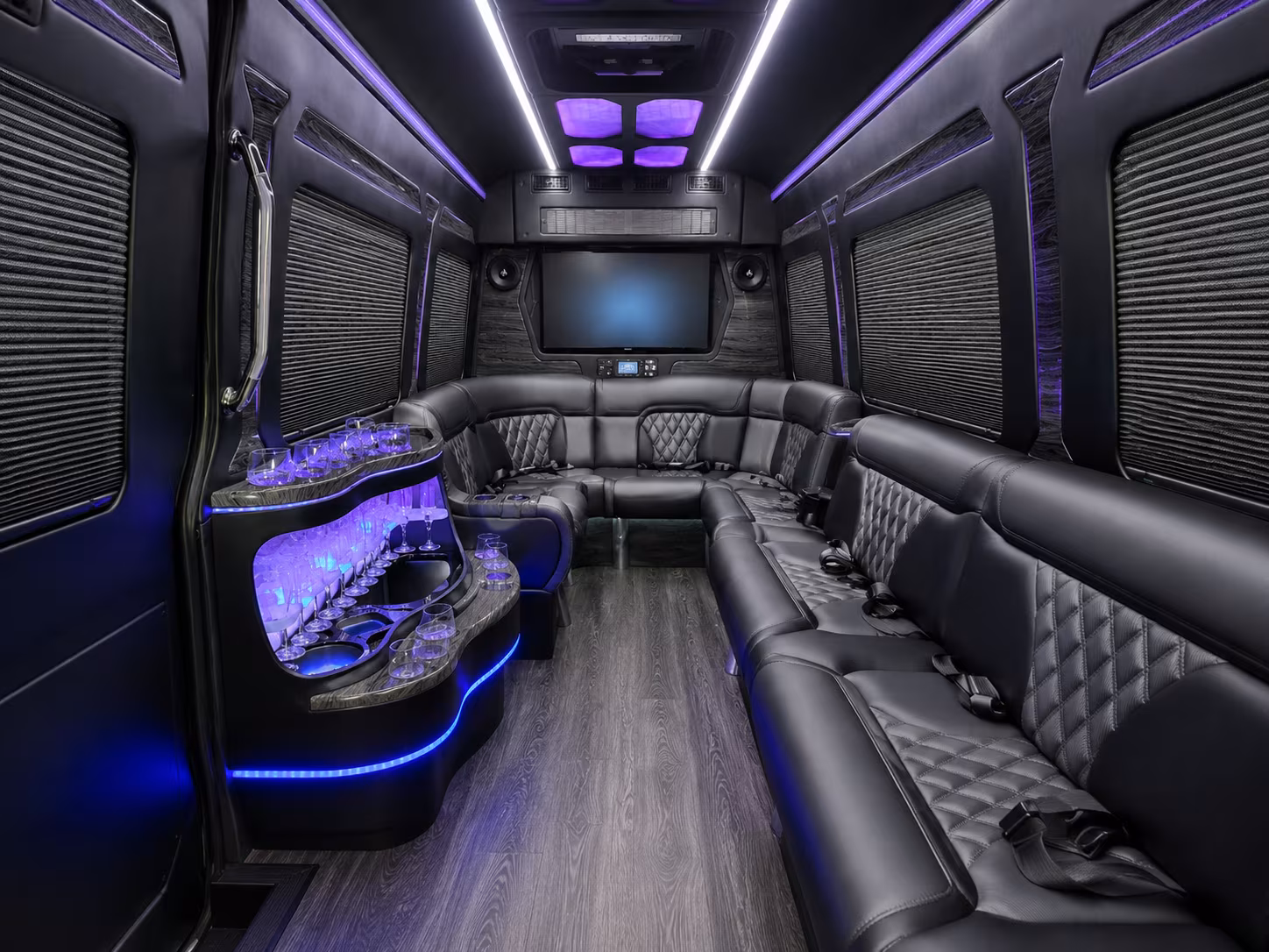 pearland 30 passenger party bus inside