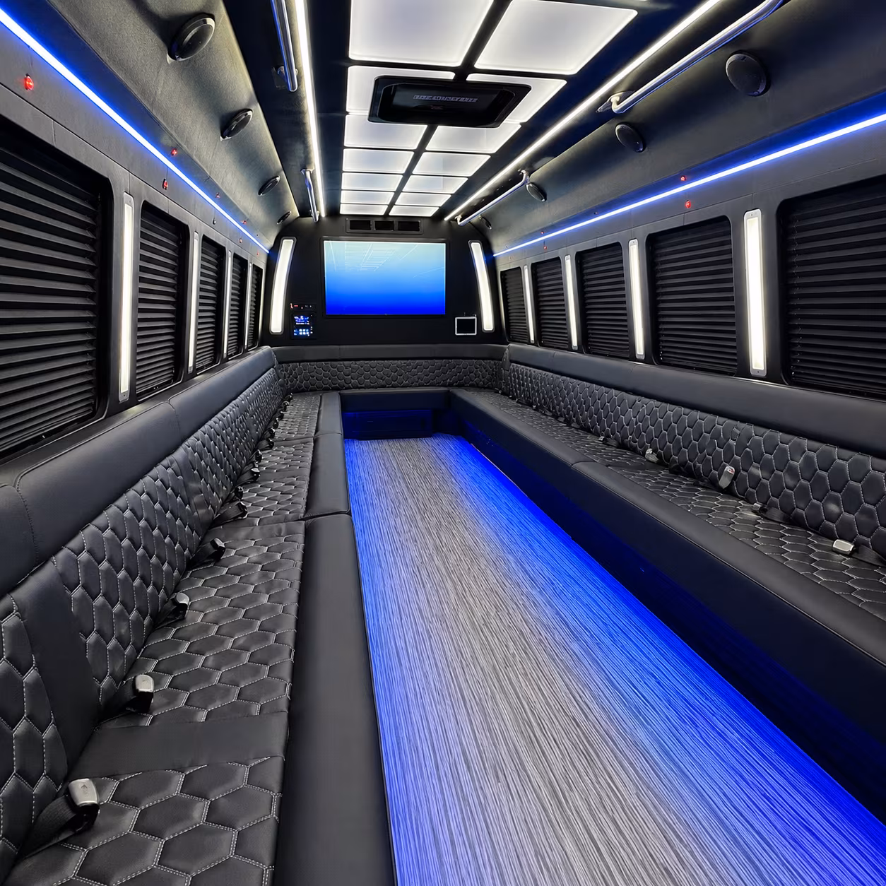 pearland 50 passenger party bus inside