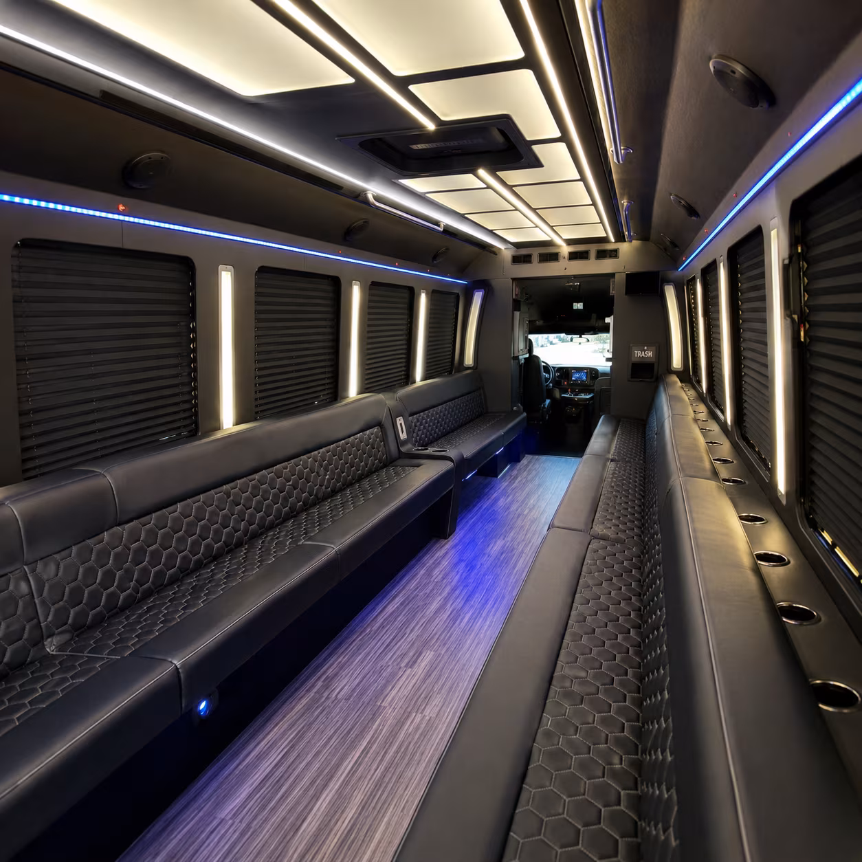 pearland party bus rental interior